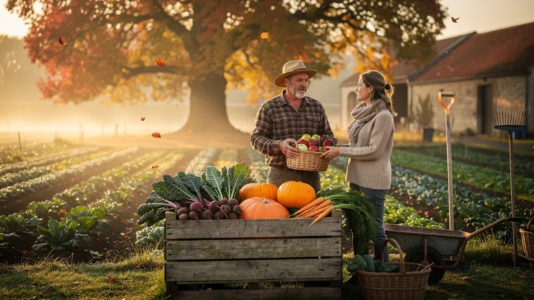 Visite d’une ferme bio à Seclin en automne avec légumes frais et ambiance chaleureuse