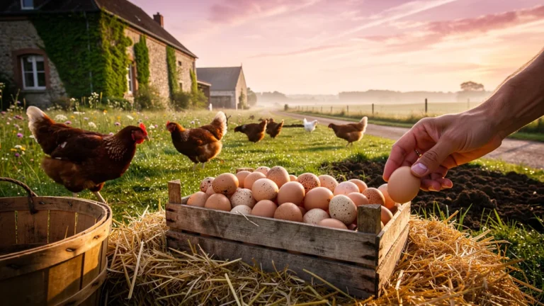 Œufs bio plein air de ferme à 20 km de Lille, fraîcheur et nature authentique en plein air