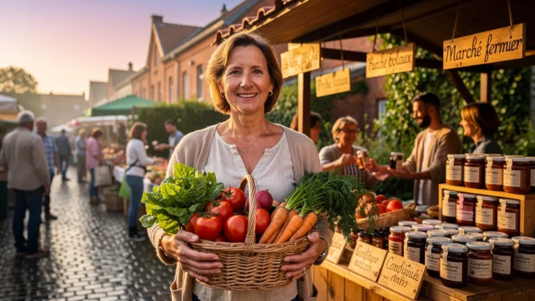 Femme regrette de ne pas avoir adhéré plus tôt à La Ruche Qui Dit Oui de Villeneuve-d'Ascq, marché local vibrant